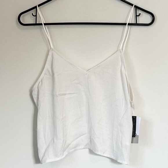 bp Tops - NWT BP Crop White Satin V-Neck Spaghetti Strap Camisole Tank Top - Size Small